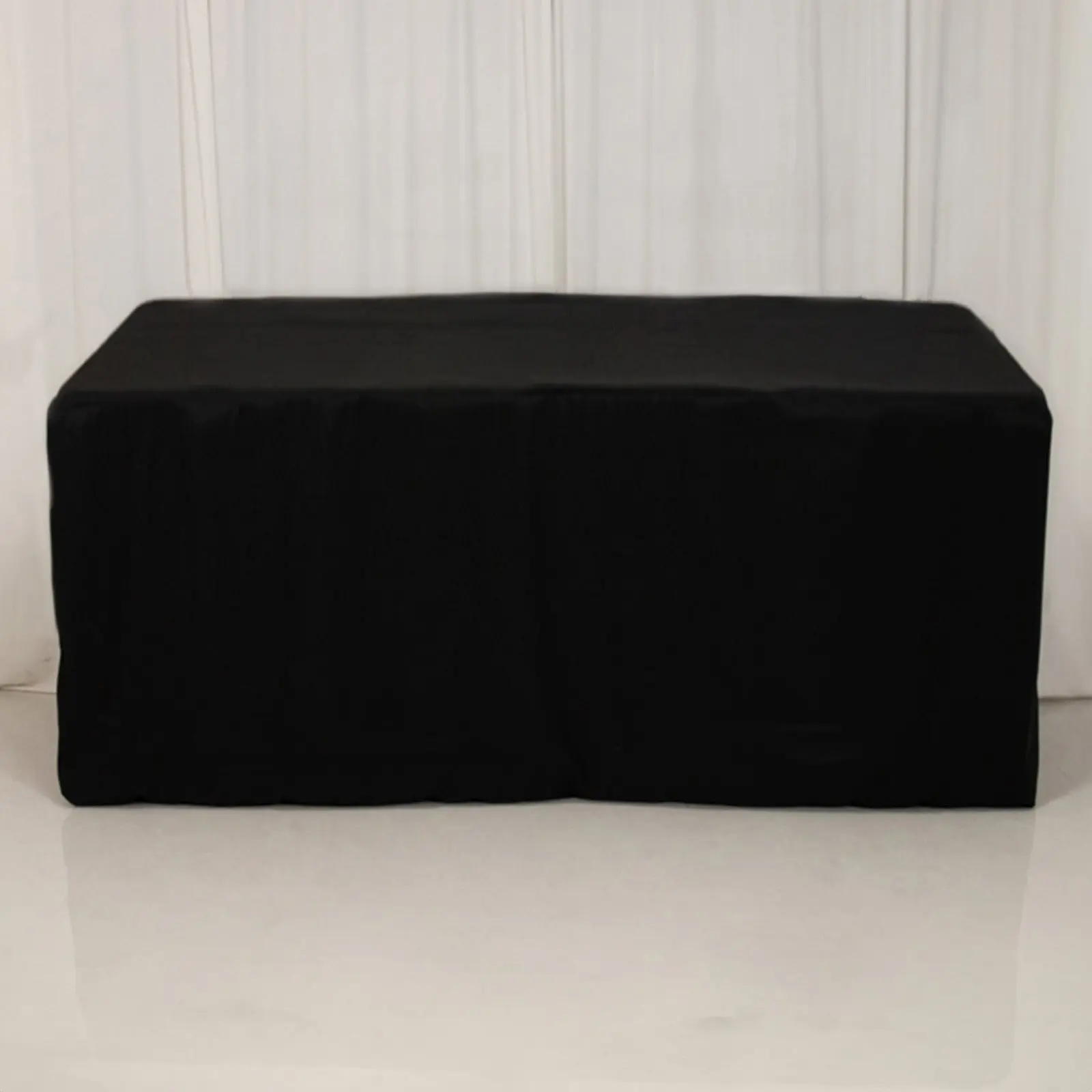 Fitted Polyester Rectangle Tablecloth 96"x24"x42" Black - Perfect for Tall Narrow Tables