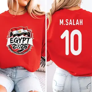 Salah #10 Egypt Star Player Graphic Tee, 2-Sided Soccer Jersey Style Custom Gift, World Tournament Football Fans Inspired Unisex T-Shirt