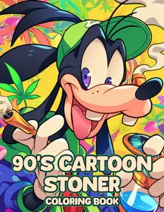 90s Cartoon Stoner Coloring Book: 50 Retro-Inspired Psychedelic & Trippy Coloring Pages for Stress Relief and Relaxation