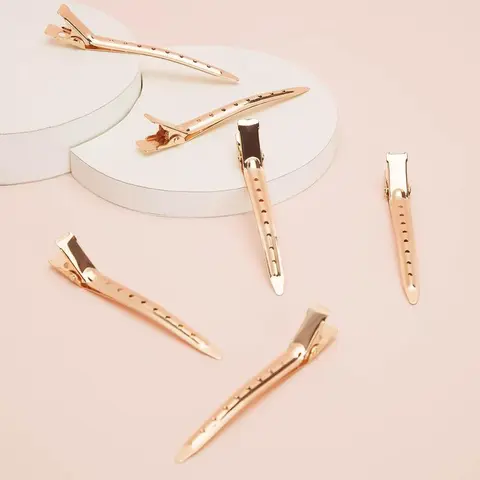 Female Metal Duck Bill Hair Claw Clips with Holes - Flexible Grip Hair Claws for Everyday Styling, Coloring, Alligator Curl Hairstyles