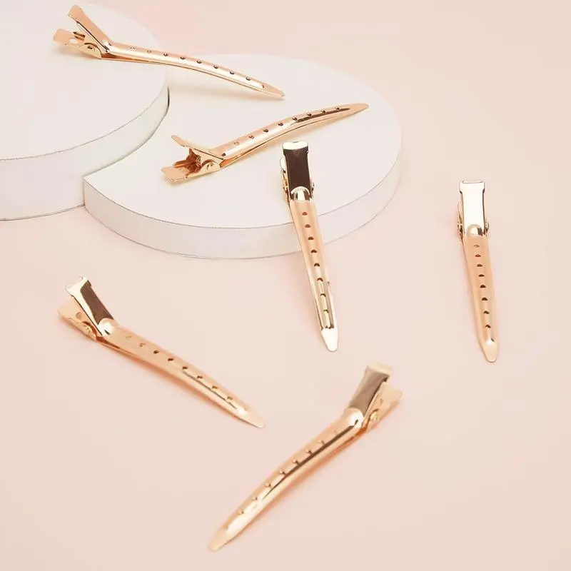 Female Metal Duck Bill Hair Claw Clips with Holes - Flexible Grip Hair Claws for Everyday Styling, Coloring, Alligator Curl Hairstyles