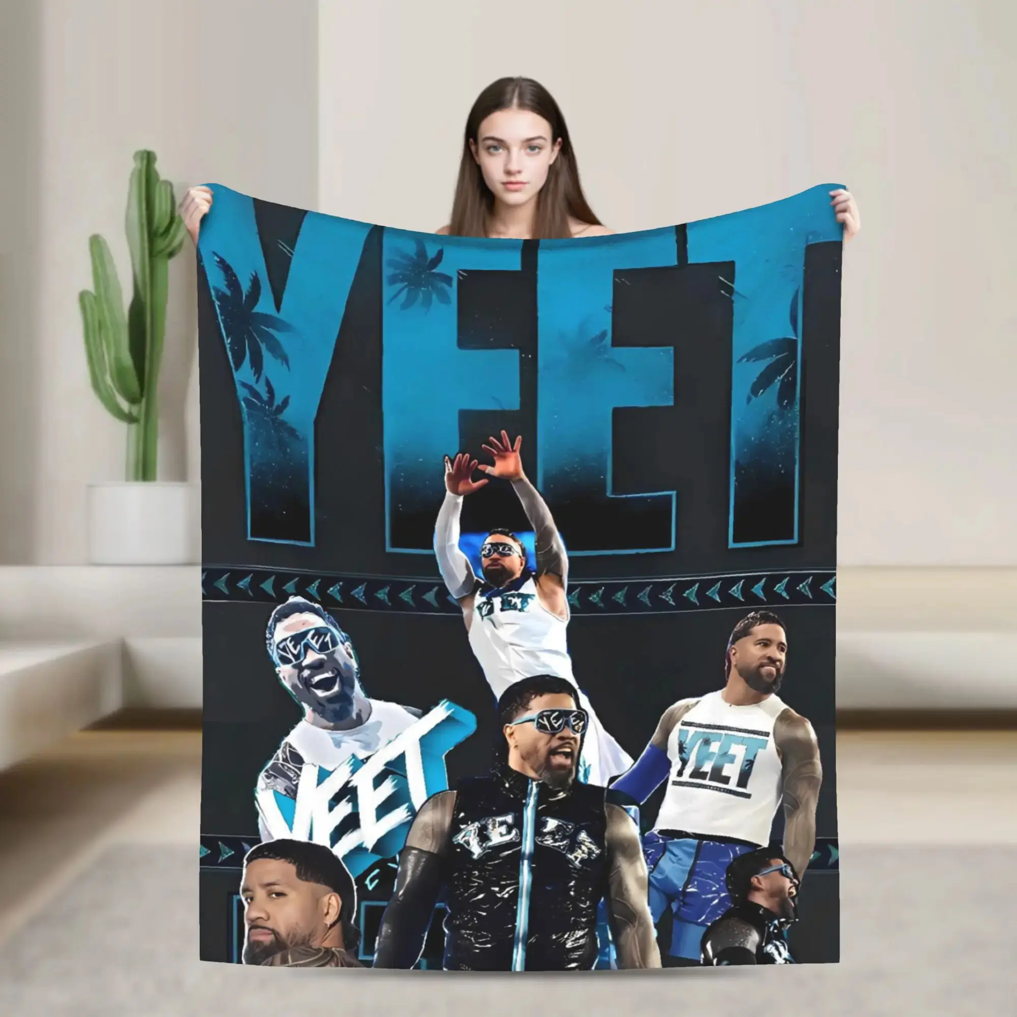 JEY YEET USO Wrestling Blanket Warm Soft Aesthetic Plush Throw Blanket For Kids Adult Home Decor Flannel Bedspread Bed Cover