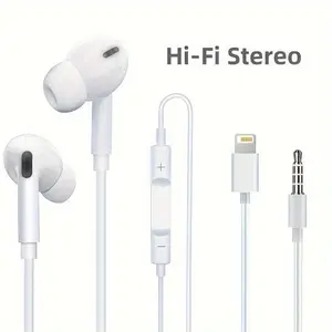 In-ear Wired Headphones with 3.5mm, Type-C, and iPhone Connectors, featuring Microphone, Call Noise Cancellation, and Wired Stereo Sound, Wired Earbuds