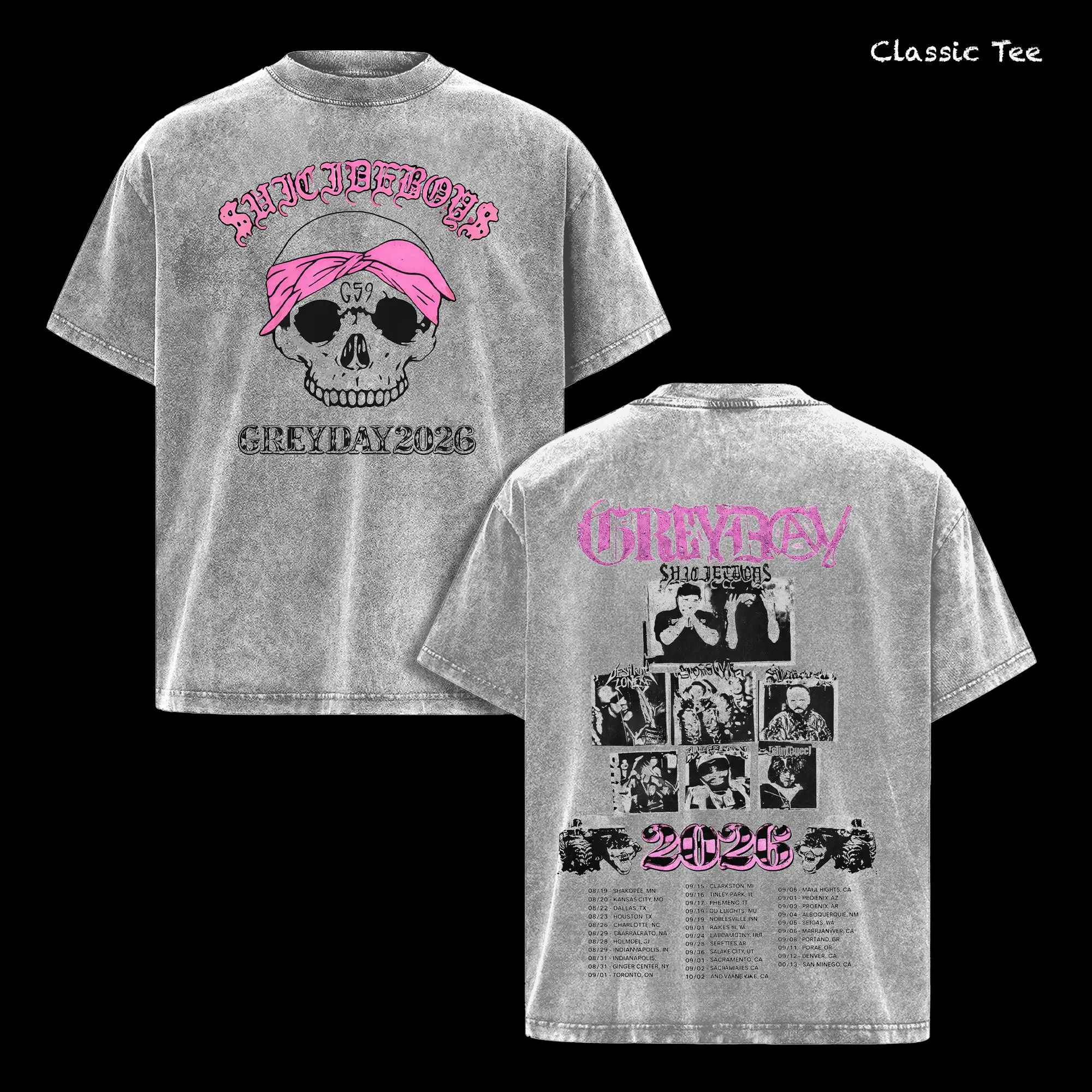 GreyDay 2026 Tour Shirt – Vintage Acid Washed Oversized Graphic T