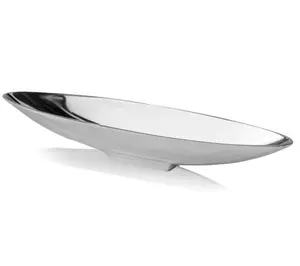 HomeRoots 20" Contempo Shiny Silver Short Boat Tray HomeRoots 20" Contempo Shiny Silver Short Boat Tray