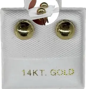 14K Gold Earrings Solid Half Round CZ Simple Design in 14k Yellow Gold for Versatile Wear