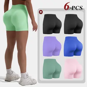 6-Pack Women’s Yoga Shorts – High-Waisted, Stretchy, BBL Design Cycling Shorts Basic Style for Everyday Wear Running Sports Outdoor Summer