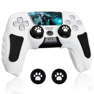 Silicone case for P5 game controller, protective cover for PS5 controller, anti-drop and anti-scratch, comes with stickers and joystick caps