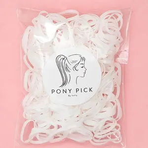 Pony Pick White Plastic Elastics 250 Count Strong Stretchy Hair Ties for All Hair Colors Non-Breaking Ponytail Hold