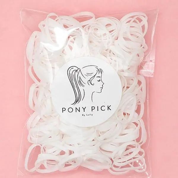 Pony Pick White Plastic Elastics 250 Count Strong Stretchy Hair Ties for All Hair Colors Non-Breaking Ponytail Hold