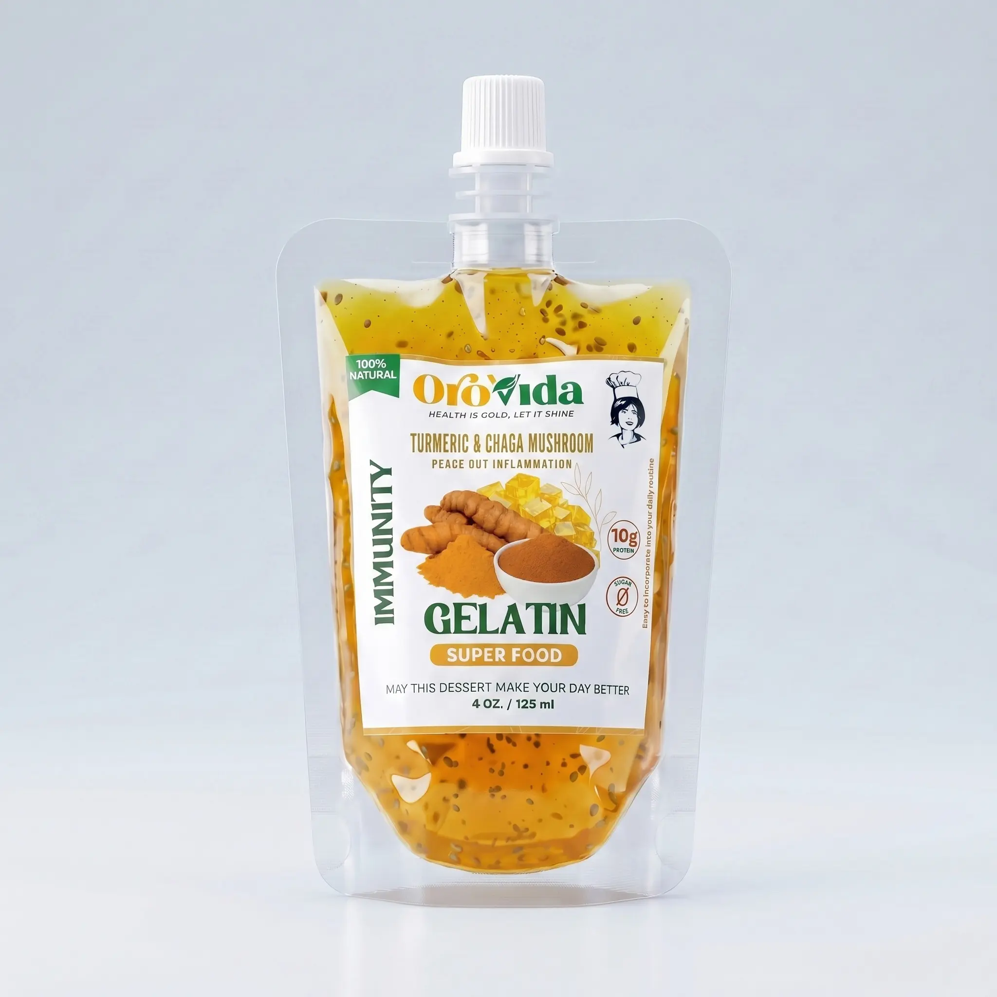 Orovida Turmeric Golden Gelatin Pouches - Premium Functional Healthy Snack