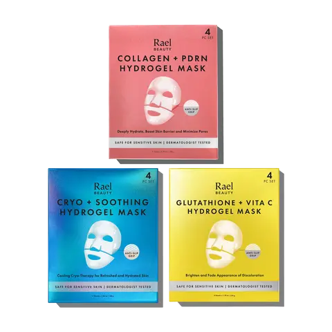 Hydrogel Mask Trio - Glowing Blemish-Targeting Facial Mask, Repair, Soothing, Reset, Cooling for Puffiness, Flexible Gel Hugs Skin