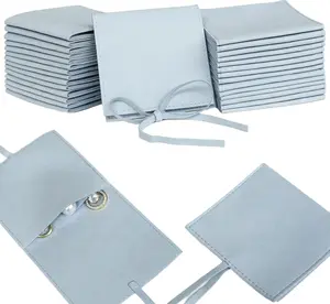 40pcs Blue Microfiber Jewelry Pouch 8 x 8cm Jewelry Bags Luxury Small Favor Bags Ring Pouch for Earrings Necklaces Bracelet, Bow Tie Microfiber Pouch Envelope Style Packaging