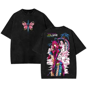 Jolyne Cujoh Stone Ocean Jojo Shirt Japanese Anime Double-Sided Print Washed JoJo Heavyweight Gift for Fans shirts men graphic tee Top Fabric Menswear