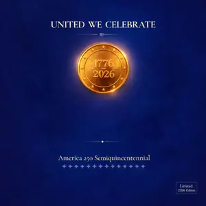 United We Celebrate Patriotic Poster – America 250 Modern Wall Art (Satin Finish)