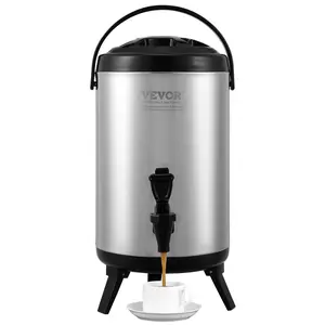 【Father's Day】VEVOR Stainless Steel Insulated Beverage Dispenser,  2 Gallon 7.6 Liter, Thermal Hot and Cold Drink Server Dispenser with Spigot Handle, Food-grade for Hot Tea Coffee Water Restaurant Drink Shop
