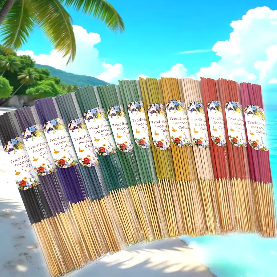 22cm Incense Sticks Set, Multi-Scarf Fragrance, Colorful Labels, Traditional Handmade Bamboo Incense, Lavender Scent, Air Quality Improvement Gift