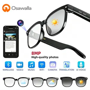 Smart AI Camera Glasses with 8MP Photochromic Lenses ,Button Touch Adjustment for Travel Outdoor Adventures Hands-Free Photography 160+Languages Real-Time Translation Bluetooth Wireless Wearable Video Recording UV Protection