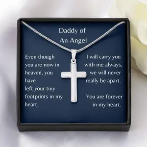 Artisan Cross, Miscarriage gifts for Dad Necklace, Dad Miscarriage Gift, Loss of a Baby Gift, Condolence gift, Sympathy gift Dad, Pregnancy, Anniversary Gift, Necklace Jewelry With Message Card & Box