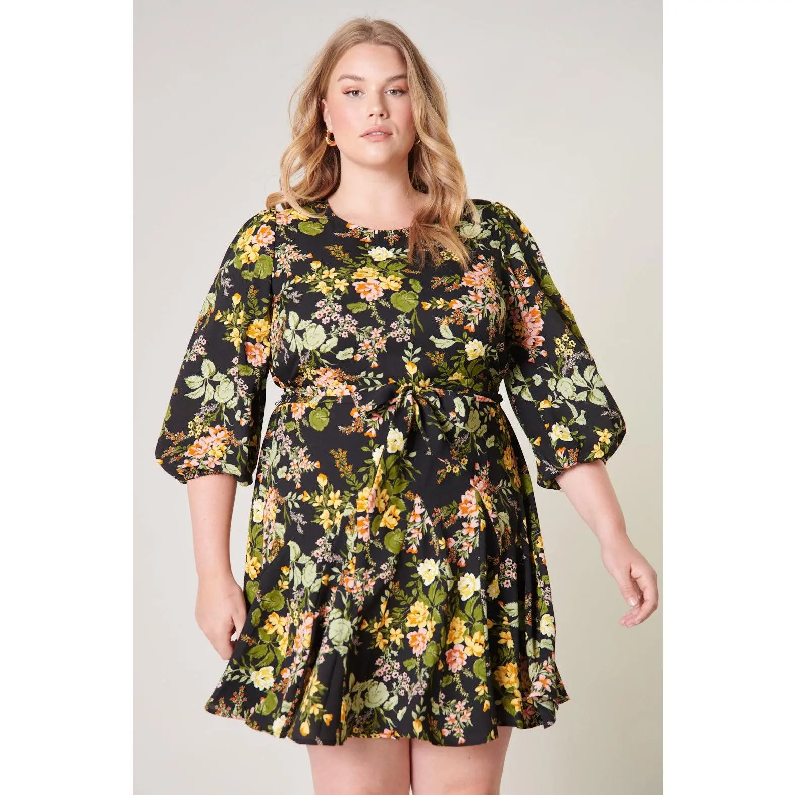Night Bloom Balloon Sleeve Derby Dress Curve