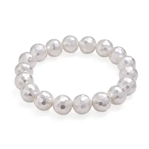 Shop LC White Shell Pearl Stretch Bracelet 7-7.5In