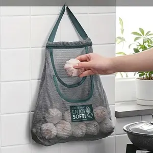 Hanging Mesh Storage Bag, 2 Counts Kitchen Storage Net Bag, Portable Hollow Out Breathable Fruits & Vegetables Organizer, Hangable