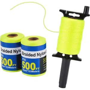 3 Roll Mason Line String - #18 Braided Nylon String - 500 Ft Length with Reloadable Line Reel Twine for Gardening Or Masonry Tools - Perfect Yellow Construction String