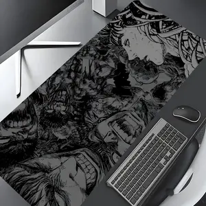 Dark Horror Comic Art Design Extra Large Gaming Mouse Pad,Aesthetic Desktop Drotection Pad,Washable Rubber Pad Non-Slip Lock Edge Multi-Size Mouse Pad Suitable For Home Office,Good Gift for Family and friends