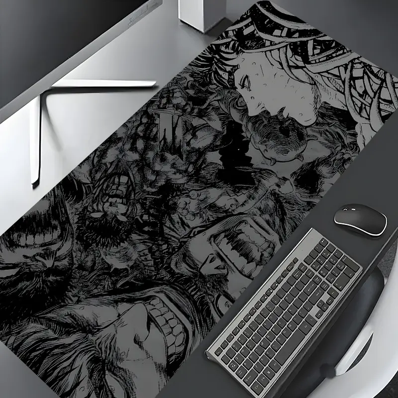 Dark Horror Comic Art Design Extra Large Gaming Mouse Pad,Aesthetic Desktop Drotection Pad,Washable Rubber Pad Non-Slip Lock Edge Multi-Size Mouse Pad Suitable For Home Office,Gift for Family and friends,Desk Accessories, Office Accessory