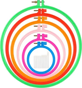 Embroidery Hoop 6 Size 6 Pcs Round Plastic Cross Stitch Hoop with 16 Needles 3.6In to 10.7 in Small Embroidery Hoop