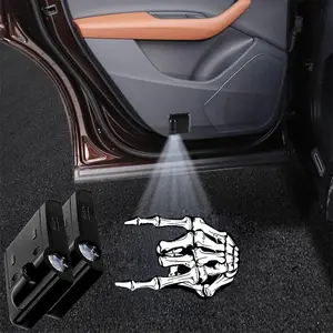 2PCS No Fade Car Door Lights,Skeleton Car Door Lights Logo Projector LED Shadow Welcome Lamp,Skeleton Accessories Arm Skull Finger Gifts,Suitable for All Vehicles Motorcycle