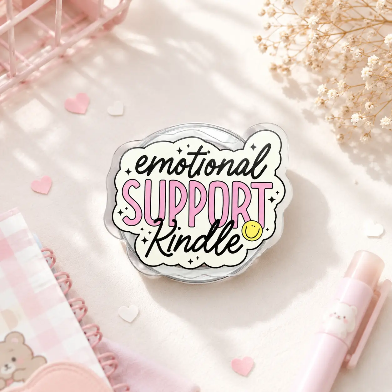 Emotional Support Kindle Grip, Book Lover Kindle Holder, Funny Reader Accessory, Magnetic E-Reader Stand