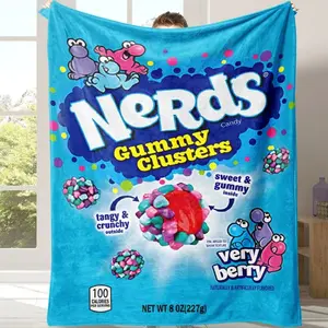 Nerds Gummy Clusters Pattern Blanket, 1 Count Soft Comfortable Warm Throw Blanket, Lightweight Blanket for Home Office Travel Camping birthday gift