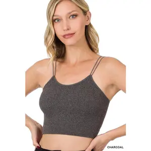 Ribbed Seamless Double Strap Brami Casual Fabric