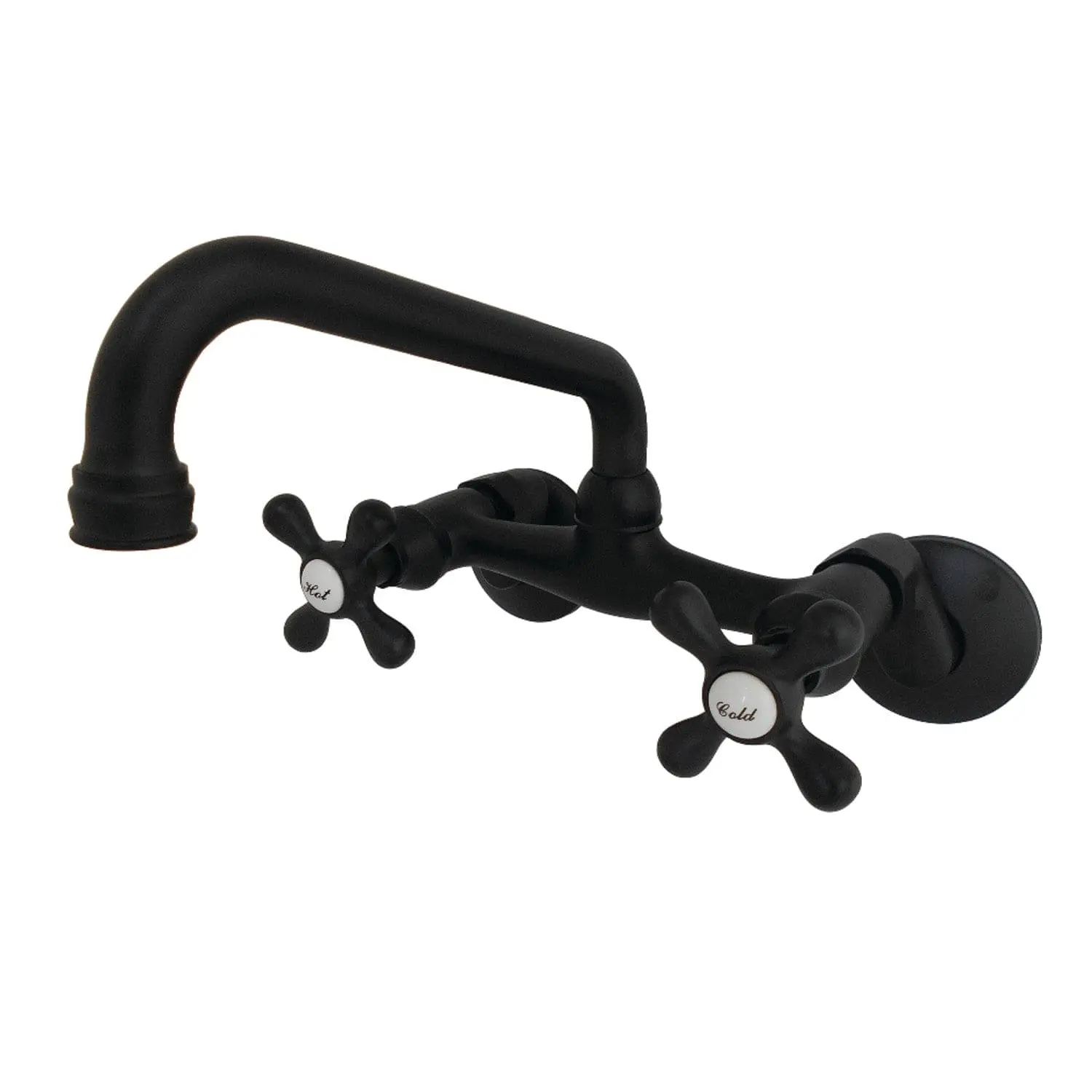 KINGSTON Brass Two Handle Wall Mount Kitchen Faucet - Matte Black