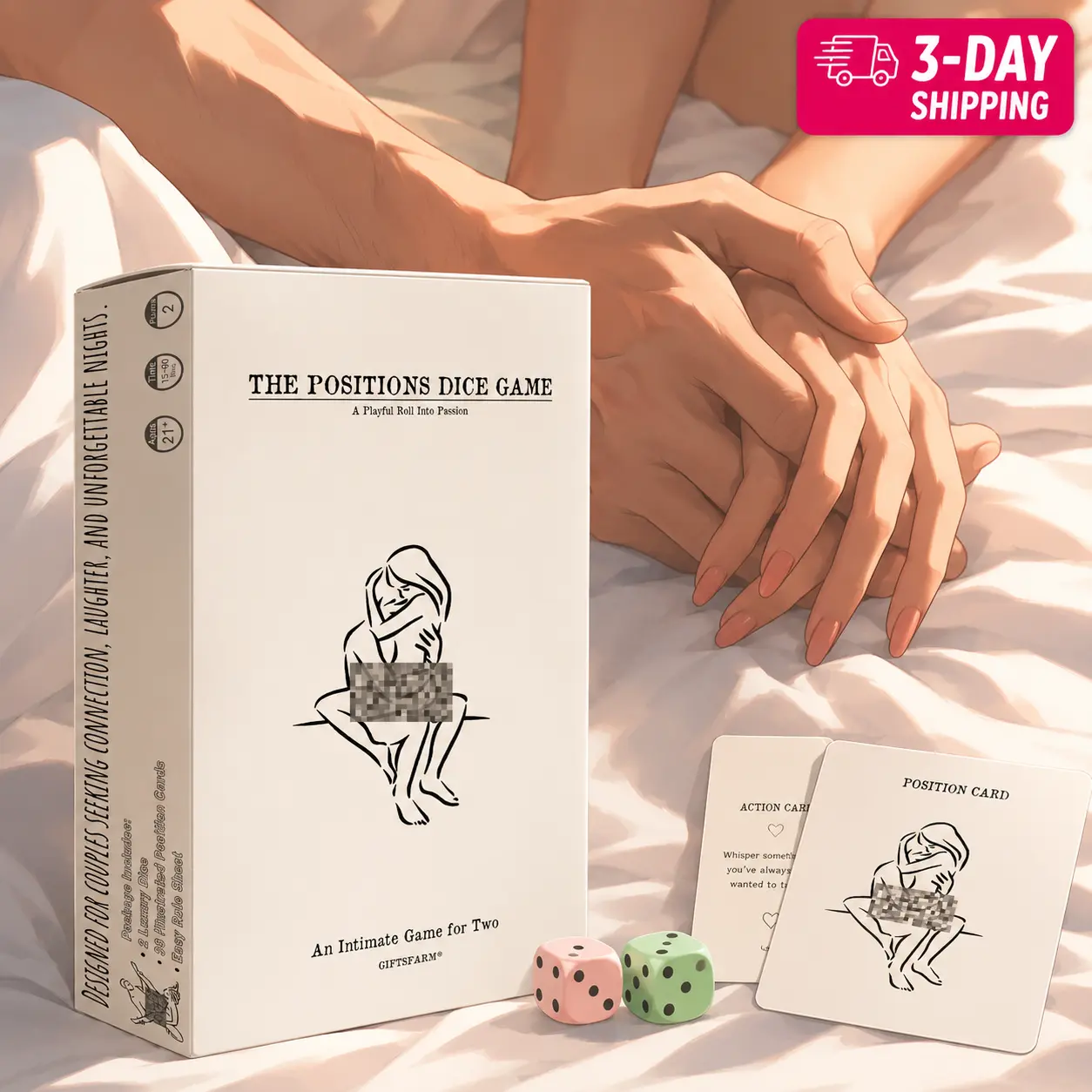 Sex Games – 36 Illustrated Sexual Position Cards with Dice – Romantic Intimacy Game for Adults, Fun Sex Bedroom Games for Date Night, Valentine Gifts Idea