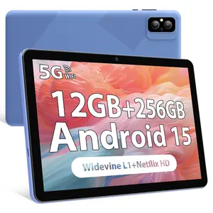 POWMUS 10.1 Inch Android 15 Tablet, Octa-Core Processor, HD IPS Display, Widevine L1 & Netflix HD Support, Essential Bundle with Case, Stylus, Cable & Earphones, 5G WiFi, 8000mAh Battery, Portable Tablet PC for Streaming, Study & Work - Black