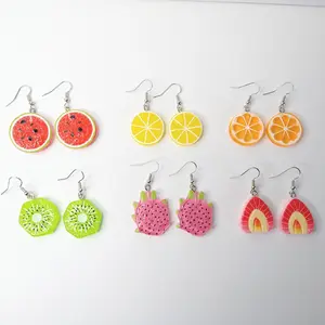 #246 Various Fruit Slice Earrings, Lemon, Kiwi, Oranges, Watermelon, Strawberry or Dragon Fruit, Casual Summer Fruit Food Jewelry