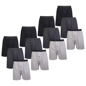 12 Pack Men's Boxer Briefs Cotton Loose Fit Boxers S-3XL Men Soft Breathable Plain Solid Comfort Underwear with Button Fly Pouch Elastic Waist Menswear