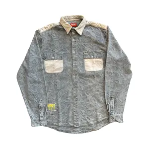 Flower Textured Denim Shirt