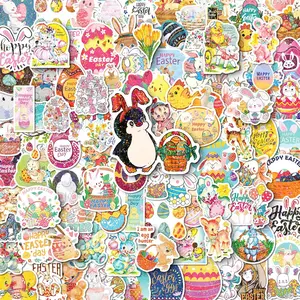 Holographic Easter Stickers for Kids, 100PCS Egg Bunny Stickers for Kids -Easter Egg Stuffers - Vinyl EasterEgg Games Crafts Activities Party Favors Basket Stuffers - Kids Gifts for Boys Girls