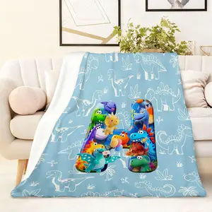 270G Thick Flannel Blanket for Kids Cartoon Dinosaur Pattern Soft Warm Toddler Nap Blanket Baby Crib Bedding Fleece Throw Blanket for Boys Girls Kindergarten Winter Coral Velvet Bedspread Animal Design