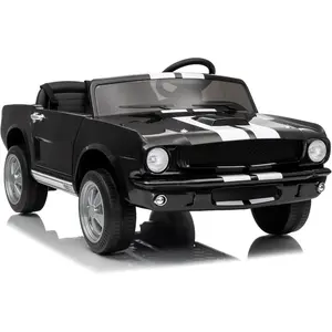 Shelby GT350 de 24 V con licencia de 2 plazas, juguetes para niños con control remoto, vehículo eléctrico Ford Shelby de 2 asientos, cinturón de seguridad, 2 velocidades, luces LED, color negro