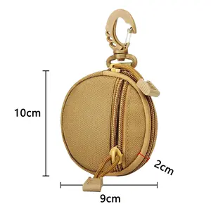 Tactical Molle EDC Zipper Pouch, Key Coin Purse Mini Waist Bag, Lightweight Water Resistant with Carabiner, for Keys Coins AirPods, EDC Hiking Camping, Vest Attachment Durable Gadget Organizer