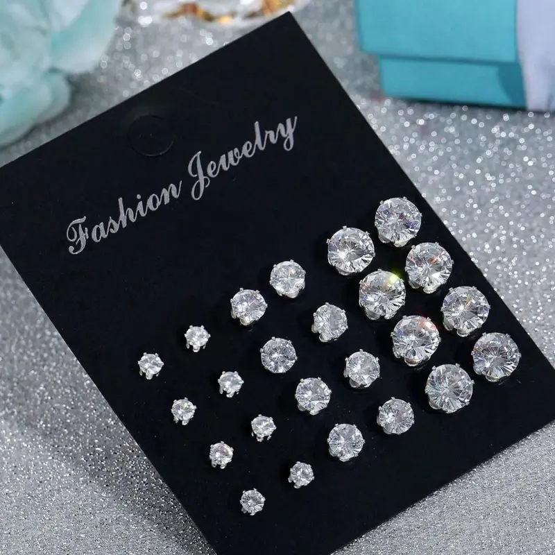 Simple Zircon Stud Earrings Set, Fashionable Earrings for Women & Girls, Casual Jewelry for Party, Daily Clothing Decor, Trendy All-match & Exquisite Jewelry for Gift, Versatile Earrings, Studs Earrings, High Quality Earrings, Artificial Zircon Earrings