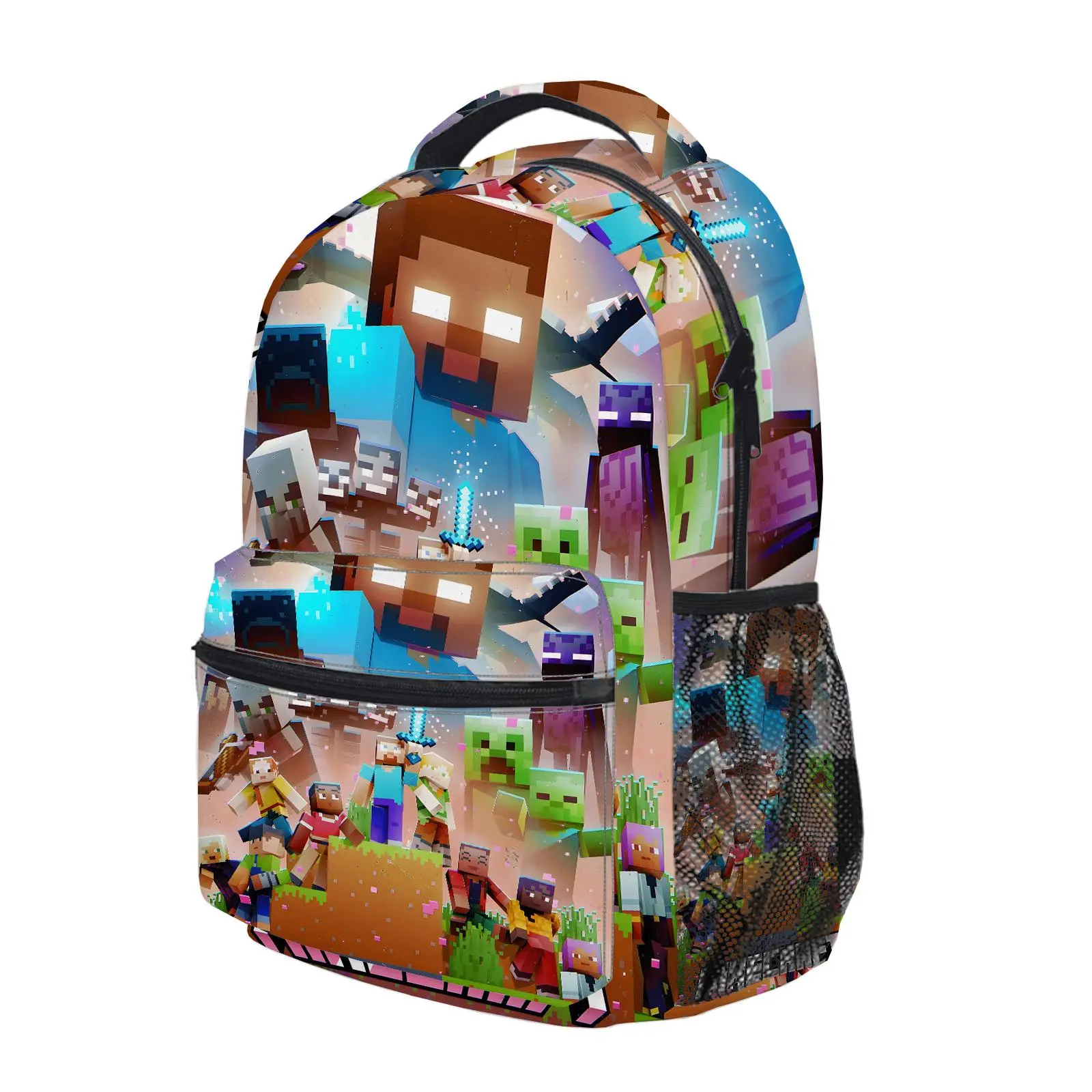 minecraft Y2K Fashion School Backpack for Teen Girls, Cute Cartoon Aesthetic Student Bookbag with Padded Shoulder Straps, Large Capacity Casual Daypack and Travel Bag for Kids L-217