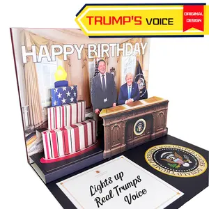 Funny Dad Birthday Card Donald & Elon Pop Up Birthday Card with Light & Sound for Men - Funny Dad Card in Trump's Real Voice