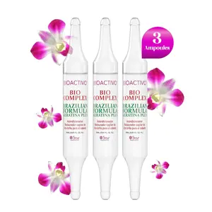 Bioactivo Bio Complex Brazilian Formula Hair Ampoules 3-Pack  – Viral Keratin Smoothing & Shine Treatment, 18mL Each