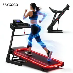 SAYGOGO 3.5 HP Motor Folding Home Treadmill, 400 LBS Max Capacity, 18"x51" Shock-Absorbing Running Belt, Bluetooth MP3, Smart FitShow App Connectivity, LCD Display, Phone Holder, 12 Built-in Training Plans, Compact Fold Soft Drop Space-Saving Design