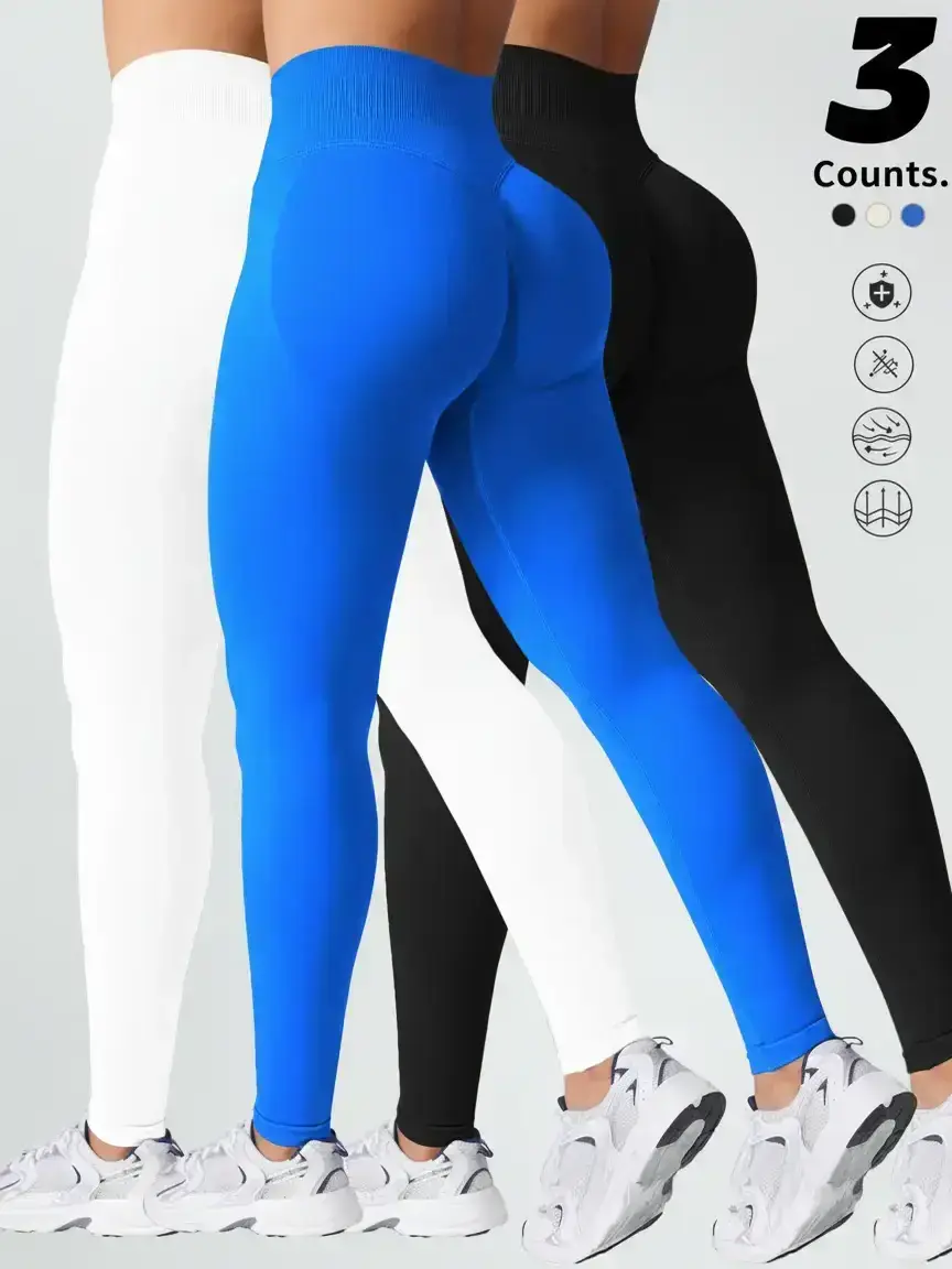 Women's High Waisted Yoga Pants with Lift Design, Tummy Control Sporty Tight Fit, Running Fitness Workout Clothes, Gym Fitness Leggings, Skinny Sports Leggings, High Waist Activewear, 1 Piece/2 Pieces/3 Pieces